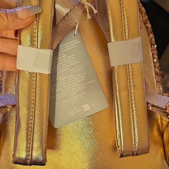Loungefly Gold Sequin Backpack with Bow main image 4